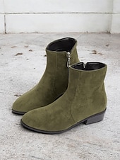 cheap Ankle Boots-Women&#039;s Casual Faux Suede Ankle Boots with Side Zipper and Low Block Heels – Comfortable Vintage Booties for Everyday Wear
