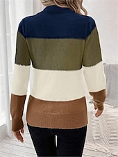 abordables Couleurs unies-Femme Pull Chandail Pull Décontractées Flexible Rayé A côtes Col Ras du Cou Tricoté manche longue Hauts réguliers Tricoter Extérieur du quotidien Fin de semaine Chameau Abricot Automne Hiver