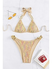 abordables Ensemble de bikinis-Femme Maillots de Bain Bikinis Maillot de bain Elégant Plein Sans Manches Maillots de bain