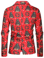 cheap Christmas Blazer-Men&#039;s Christmas Ugly Party Blazer Jacket Regular Tailored Fit Snowflake Printing Single Breasted One-button for Dinner Prom Holiday Plus Size Xmas 2023