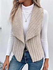 billige Vest-Dame Fleecevest Hold Varm Pustende Fleece Lined Fritid عادي Feriereise Gate Dagligdagstøy Ut på byen Åpen Forside Normal Aftæpning Normal Ermeløs Yttertøy Hvit Kakifarget Grå Høst Vinter