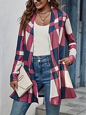 preiswerte Strickjacken und Oberbekleidung-Damen Freizeitjacke Outdoor Patchwork Patchwork Windundurchlässig Modisch Regular Fit Oberbekleidung Langarm Herbst Rosa S