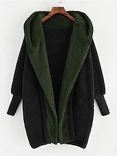 billige Vinterjakker-Dame Fleece-jakke Teddyfrakk Hettegenser Hold Varm Pustende Fleece Lined Fritid عادي Feriereise Gate Dagligdagstøy Ut på byen Åpen Forside Normal Hettegenser Normal Langermet Yttertøy Hvit Grønn