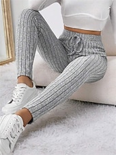Women's Yoga Pants Fleece Lined Leggings Yoga Leggings Drawstring High Waist Pilates Gym Workout Workout Tights Solid Color Black Light Grey Fleece Fall Winter Sports Activewear Stretchy Slim4