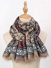 abordables Bufandas de mujer-Bufanda de gran tamaño con estampado paisley vintage para mujer: chal suave y cálido para el invierno, ropa informal y formal