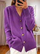 economico Cardigan e capispalla-maglione rosa da donna San Valentino cardigan maglione giacca scollo a V maglia bottone lavorato a maglia primavera autunno quotidiano festa uscita carino quotidiano morbido manica lunga colore puro