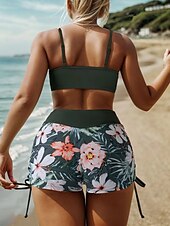 abordables Bikini-Femme Maillots de Bain Bikinis 2 pièces Maillot de bain Tropique Floral Sans Bretelles Maillots de bain