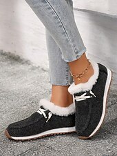 cheap Women&#039;s Slip-Ons &amp; Loafers-Women&#039;s Faux Fur Lined Winter Slip-On Shoes – Cozy and Flexible Warm Casual Shoes for Indoor and Outdoor Wear