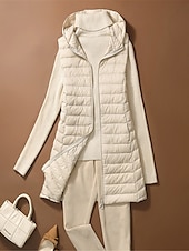 economico Puffers &amp; Parka-Per donna Gilet imbottito Tenere al caldo Traspirante Cerniera Tasche Informale Liscio Da mare Strada Da tutti i giorni Per uscire Cerniera Lungo Felpa Standard Senza maniche Capispalla Nero Rosa