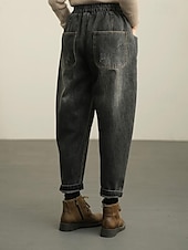 economico Pantaloni-Per donna Normale Jeans Pantaloni stile harem Di tendenza Streetwear Classico Lunghezza intera Vita alta Tinta unica Tasche Traspirante Morbido Media elasticità Esterno Informale [nero] Blu Primavera
