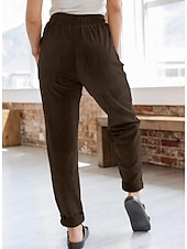 cheap Pants-Women&#039;s Sweatpants Chinos Fashion Streetwear Full Length Medium Waist Plain Pocket Comfy Soft Comfortable Micro-elastic Outdoor Street Dark Brown Black Deep Blue Khaki Spring &amp;  Fall Loose Fit