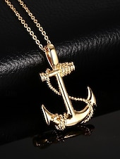 economico Gioielli da uomo-collana con ciondolo a forma di ancora da uomo - gioielli di moda in stile nautico per occasioni casual e formali