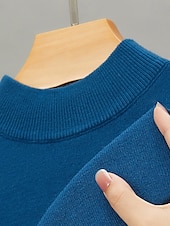 billiga tröja för män-Herr Pullover tröja Stickad tröja Ribbad Sticka Stickat Slät Mock Neck Grundläggande Håller värmen Dagliga kläder Semester Kläder Höst vinter Svart Vit S M L