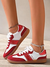 billiga Damsneakers-kvinnors retro svarta och vita sneakers med snörning - avslappnad lågtoppsdesign med mocka och tygdetaljer, bekväm sula för dagligt bruk och sportaktiviteter