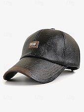 billige Herrehatter-baseballcaps i imitert skinn for menn - stilig justerbar utendørslue for et uformelt og sporty utseende