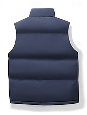 billiga Gilets-Herr Pufferväst Dagligen Ledigt Vår &amp; Höst Ficka Polyester Bekväm Ensfärgat Dragkedja Hög krage Svart Blå Kaki Väst