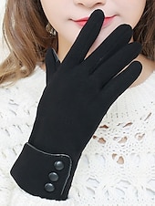 preiswerte Accessoires für Damen-Schwarze Touchscreen-Winterhandschuhe für Damen mit Knopfmanschette – warme und stylische SMS-Handschuhe für kaltes Wetter