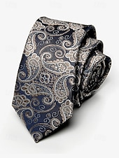 cheap Men&#039;s Ties &amp; Bow Ties-Men&#039;s Paisley Faux Silk Tie – Classic Vintage-Style Floral Pattern Necktie for Formal and Business Attire