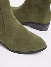 cheap Ankle Boots-Women&#039;s Casual Faux Suede Ankle Boots with Side Zipper and Low Block Heels – Comfortable Vintage Booties for Everyday Wear