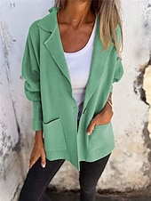 abordables Manteaux &amp; trenchs-Veste décontractée Femme Extérieur Plein Air Usage quotidien mode Décontractées Avec poches Normal Manteau Jaune Rose Claire Vert Automne Hiver Boutonnage Simple Col rabattu Standard S M L XL 2XL