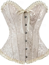 ieftine Corsete-corset corsete de dimensiuni plus pentru femei corsete country sexy doamnă dragă control burtă push up jacquard jacquard cârlig cu flori abstracte &amp;amp; ochi lace up nailon / bumbac nunta special