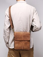 economico Borselli da uomo-Per uomo Borsa a tracolla Borsa a tracolla Borse a tracolla Pelle Cuoio Ufficio Casual / quotidiano Cerniera Tasche multiple Massima capacità Duraturo espandibile Tinta unica Marrone chiaro
