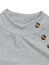 billiga Sweatshirt &amp; hoodie klänningar-Dam Sweatshirt klänning Mini klänning Knapp Ficka Ledigt Hög krage Långärmad Ljusgrå Färg