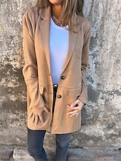abordables Manteaux Trench-Manteau Femme Extérieur Plein Air Usage quotidien mode Décontractées Avec poches Normal Manteau Noir Marron Kaki Automne Hiver Boutonnage Simple Col rabattu Standard S M L XL 2XL