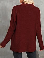 preiswerte Damen Einfache Oberteile-Damen Hemd Bluse Feste Farbe Basic Brautkleider schlicht Langarm Hemdkragen Normale Oberteile Täglich Knopf Tasche Wein Khaki Grau Herbst Winter