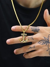 economico Gioielli da uomo-collana con ciondolo a forma di ancora da uomo - gioielli di moda in stile nautico per occasioni casual e formali