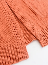 economico Cardigan e capispalla-Per donna Felpa Cardigan Informale Morbido Colore puro A coste Apertura anteriore Tasche Lavorato a maglia Manica lunga Top regolari Maglia Esterno Giornaliero Fine settimana Arancione Autunno Inverno