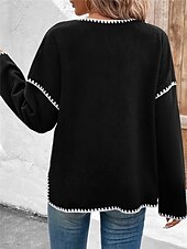 billiga Koftor &amp; Ytterkläder-Dam Vardaglig jacka Utomhus Gata Dagliga kläder Höst Vinter Normal Täcka Normal Håller värmen Andningsfunktion Stylish Ledigt Jacka Långärmad Ensfärgat Med fickor Svart