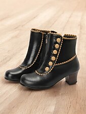 cheap 1930s-Victorian Vintage Green Leather Ankle Boots for Women – Retro Button Design with Scalloped Trim, Perfect for Fall Fashion