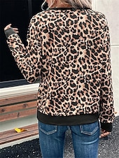 levne Zvířata vrcholy-dámská mikina leopard street denní nošení potisk ležérní posádka výstřih dlouhý rukáv mikroelastický podzimní zimní komfrt prodyšná měkká tkanina