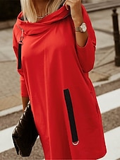 cheap Fleece-Lined Sweatshirts-Women&#039;s Hoodie Sweatshirt Casual Plain Street Dailywear Hoodie Zipper Long Sleeve Black Red Army Green Fall Winter