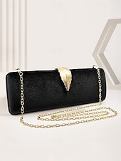 voordelige Clutches &amp; Avondtasjes-dames fluwelen clutch met gouden veeraccent en kettingband - elegante avondtas voor formele evenementen en feesten