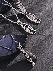 preiswerte Accessoires für Herren-Gothic-Halskette mit Totenkopf- und Sargkreuz-Anhänger – Edelstahl-Amulett im Vintage-Stil für Männer