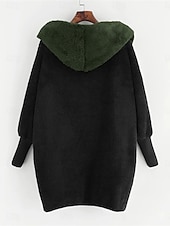 billige Vinterjakker-Dame Fleece-jakke Teddyfrakk Hettegenser Hold Varm Pustende Fleece Lined Fritid عادي Feriereise Gate Dagligdagstøy Ut på byen Åpen Forside Normal Hettegenser Normal Langermet Yttertøy Hvit Grønn