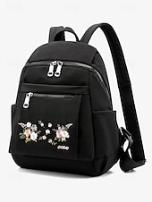 tanie Plecaki Fashion-damski plecak z haftem kwiatowym – swobodny płócienny design z wieloma kieszeniami, idealny do podróży i codziennego użytku