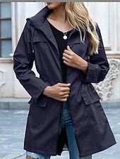 abordables Manteaux &amp; trenchs-Veste décontractée Femme Plein Air Usage quotidien mode Décontractées Full Zip Normal Manteau Noir Gris clair Vert Automne Hiver fermeture Éclair Col rabattu Ample S M L XL XXL