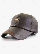 billige Herrehatter-baseballcaps i imitert skinn for menn - stilig justerbar utendørslue for et uformelt og sporty utseende