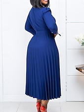 ieftine Rochii Business-Pentru femei Rochie de lucru Rochie casual Rochie A line Modă Zilnic Rochii Midi Zdrobit Peteci În V Manșon Lung Simplu Fit regulat Galben Roșu-aprins Albastru piscină Toamnă Iarnă S M L XL XXL