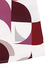voordelige Vrouwen Werk Tops-Dames Overhemd Blouse Geometrisch Casual Lange mouw Gekerfde nek Normale tops Dagelijks Afdrukken Zwart Wijn Herfst Winter