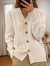 economico Cardigan e capispalla-maglione rosa da donna San Valentino cardigan maglione giacca scollo a V maglia bottone lavorato a maglia primavera autunno quotidiano festa uscita carino quotidiano morbido manica lunga colore puro
