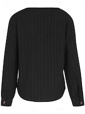 preiswerte Damen Arbeitsoberteile-Damen Hemd Bluse Feste Farbe Basic Brautkleider schlicht Langarm V Ausschnitt Normale Oberteile Täglich Patchwork Knopf Schwarz Herbst Winter