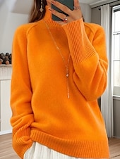 cheap Pullovers &amp; Tops-Women&#039;s Sweater Pullover Sweater Jumper Turtleneck Knit Knitted Raglan Sleeves Spring Fall Home Daily Holiday Daily Casual Soft Long Sleeve Pure Color White Light Green