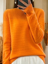 tanie Swetry i topy-sweter damski sweterek sweterek z okrągłym dekoltem dzianinowy dzianinowy wiosna jesień dom codziennie święto codziennie miękki długi rękaw czysty kolor różowy czerwony