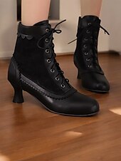 cheap 1930s-Women&#039;s Brown Lace-Up Victorian Ankle Boots with Lace Design and Kitten Heel – Vintage Style for Cosplay or Everyday Wear