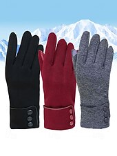 preiswerte Accessoires für Damen-Schwarze Touchscreen-Winterhandschuhe für Damen mit Knopfmanschette – warme und stylische SMS-Handschuhe für kaltes Wetter