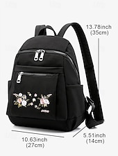 tanie Plecaki Fashion-damski plecak z haftem kwiatowym – swobodny płócienny design z wieloma kieszeniami, idealny do podróży i codziennego użytku